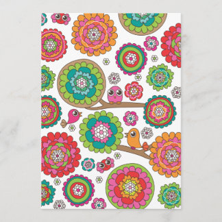 Vogels en bloemen, uitnodigingskaart kaart