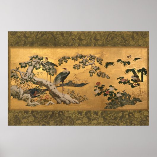 Vogels en bloemen van de vier seizoenen poster (Voorkant)