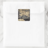 Vogels en bloemen van de vier seizoenen vierkante sticker (Tas)