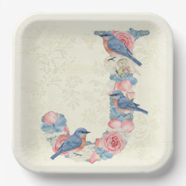 Vogels en bloemen van Natasha Us Papieren Bordje