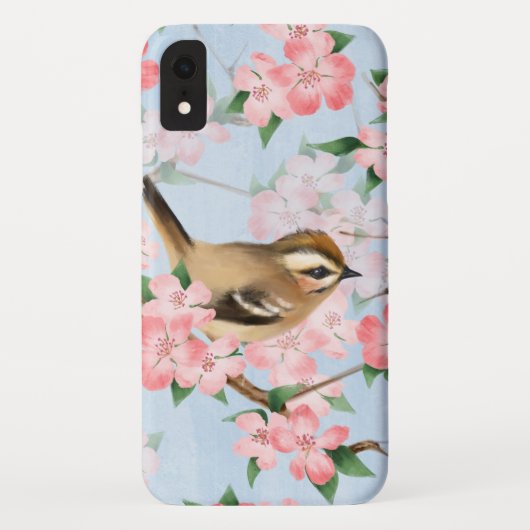 Vogels en bloemen. Veerlooppatroon Case-Mate iPhone Case (Achterkant)