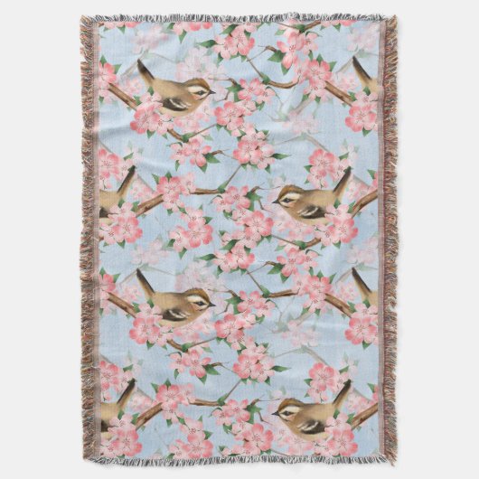 Vogels en bloemen. Veerlooppatroon Deken (Voorkant Verticaal)
