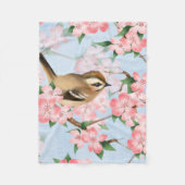 Vogels en bloemen. Veerlooppatroon Fleece Deken (Voorkant)
