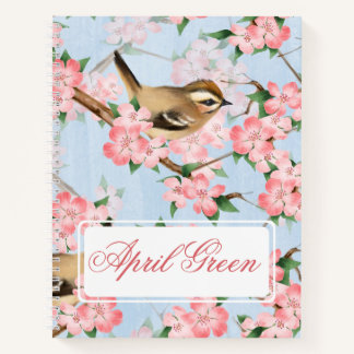 Vogels en bloemen. Veerlooppatroon Notitieboek