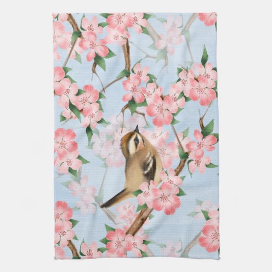 Vogels en bloemen. Veerlooppatroon Theedoek (Verticaal)