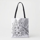 Vogels en bloemen wachten op kleuren tote bag (Voorkant)