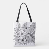 Vogels en bloemen wachten op kleuren tote bag (Achterkant)