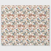 Vogels en Bloemen Waterverf Cadeaupapier (Vlak)