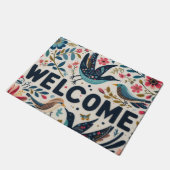 Vogels en bloemen welkom deurmat (Schuin)