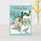 Vogels en Bloemen Wenskaart Kaart (Gele Bloem)