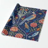 Vogels en bloemen, William Morris Cadeaupapier (Uitgerold)