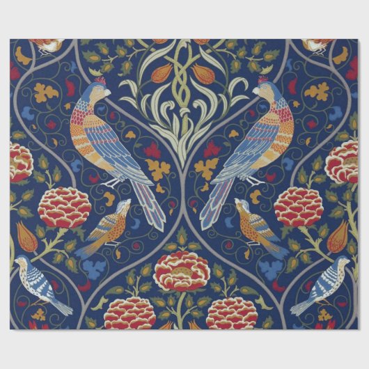 Vogels en bloemen, William Morris Cadeaupapier (Vlak)