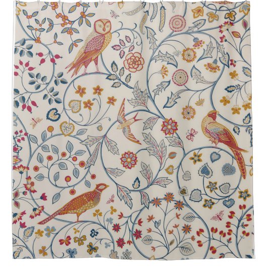 Vogels en bloemen, William Morris Douchegordijn (Voorkant)