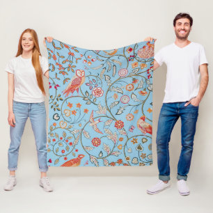 Vogels en bloemen, William Morris Fleece Deken