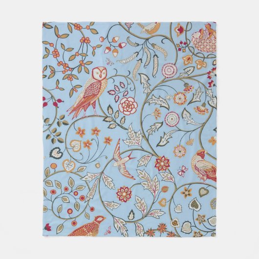 Vogels en bloemen, William Morris Fleece Deken (Voorkant)