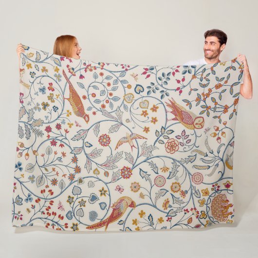 Vogels en bloemen, William Morris Fleece Deken (In situ)