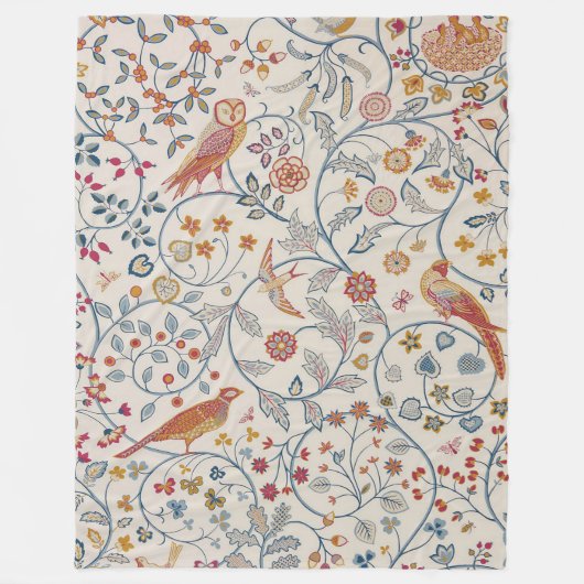 Vogels en bloemen, William Morris Fleece Deken (Voorkant)