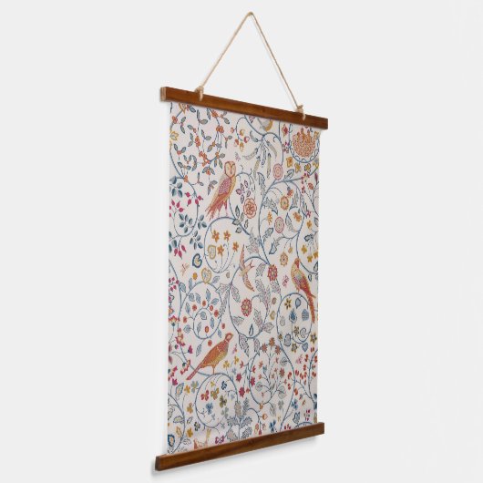 Vogels en bloemen, William Morris Hangend Wandkleed (Gebogen)