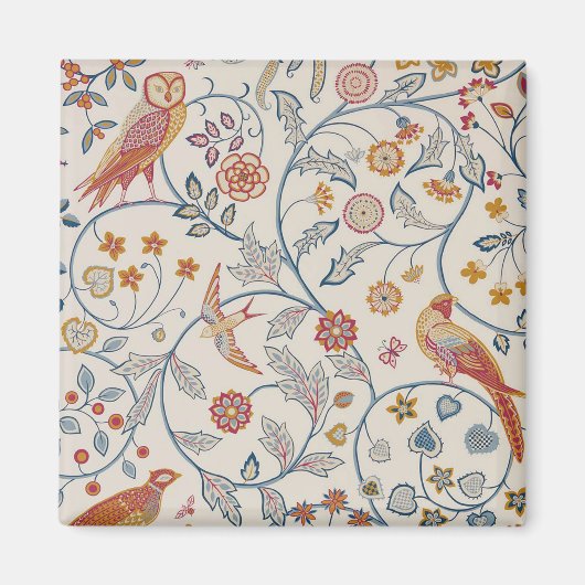 Vogels en bloemen, William Morris Magneet (Voorkant)