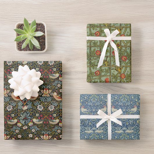  vogels en bloemen William Morris Pattern Inpakpapier Vel