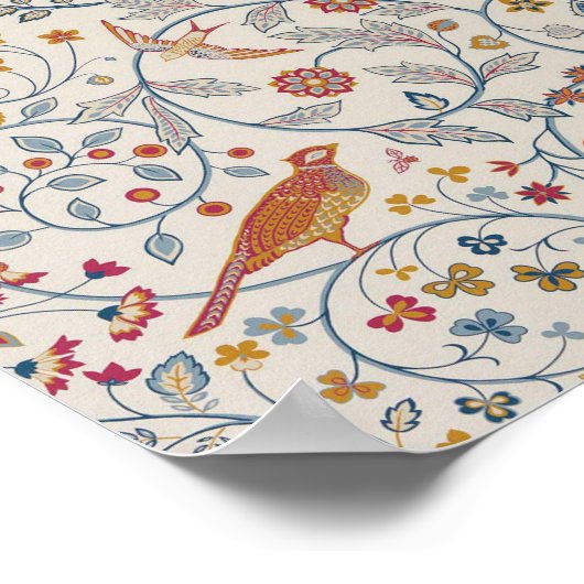 Vogels en bloemen, William Morris Poster (Hoek)