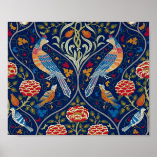 Vogels en bloemen, William Morris Poster