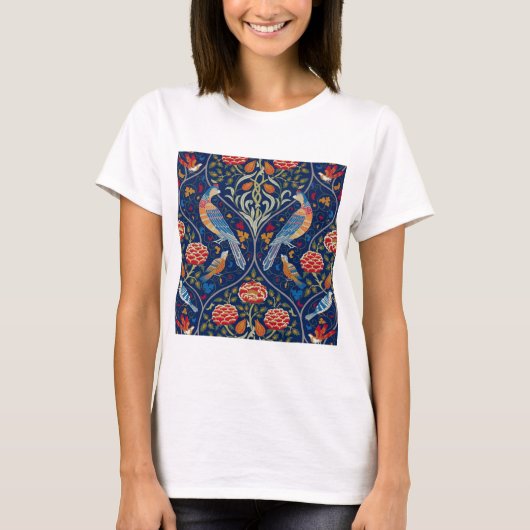 Vogels en bloemen, William Morris T-shirt (Voorkant)