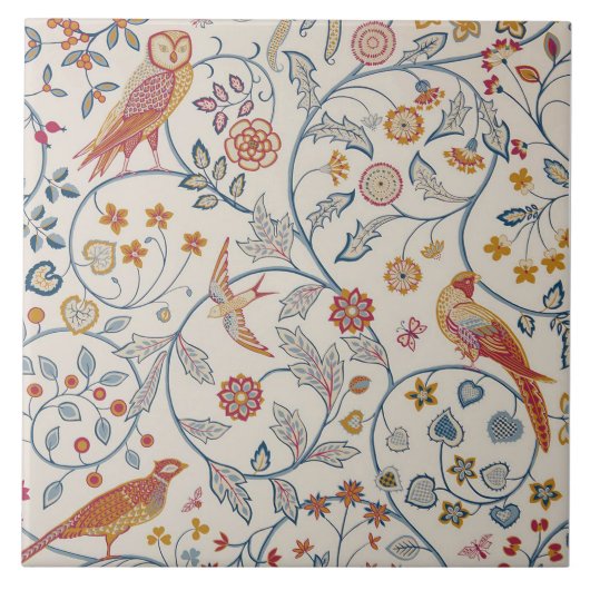 Vogels en bloemen, William Morris Tegeltje (Voorkant)
