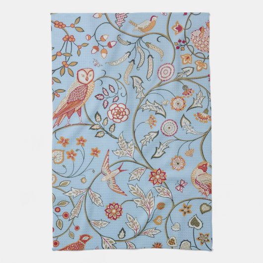 Vogels en bloemen, William Morris Theedoek (Verticaal)