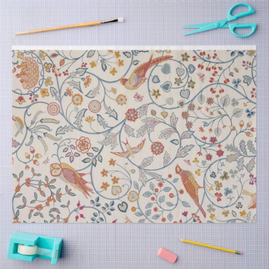 Vogels en bloemen, William Morris Tissuepapier (Craft)