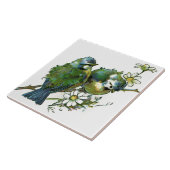 Vogels en bloemen witte keramische tegel tegeltje (Zijkant)