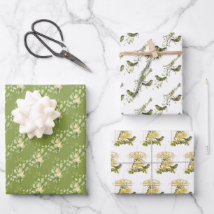 Vogels en Bloemen Wrapping Paper Assortiment