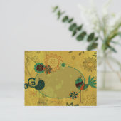  vogels en bloemontwerp briefkaart (Staand voorkant)