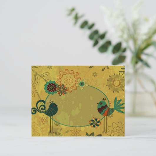 vogels en bloemontwerp briefkaart (Staand voorkant)