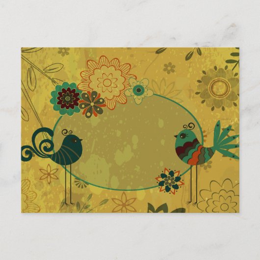  vogels en bloemontwerp briefkaart (Voorkant)
