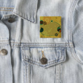  vogels en bloemontwerp vierkante button 5,1 cm (In situ)