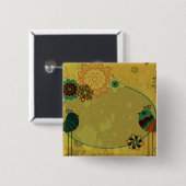  vogels en bloemontwerp vierkante button 5,1 cm (Voorkant /achterkant)