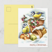 vogels en bloempotten Kerst Briefkaart (Voorkant / Achterkant)
