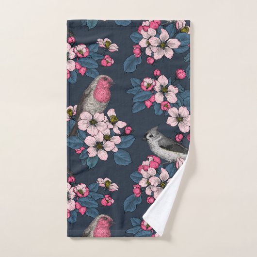 Vogels en bloesems bad handdoek (Handdoek)