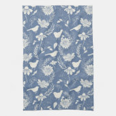 Vogels en Bloesems Blauw & Crème Theedoek (Verticaal)