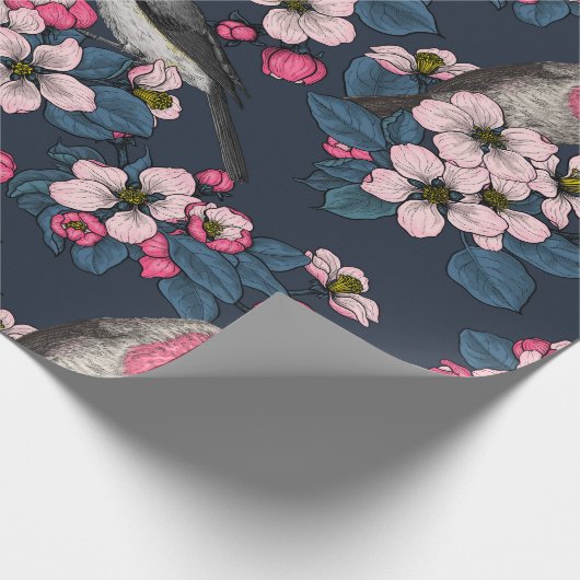 Vogels en bloesems cadeaupapier (Hoek)