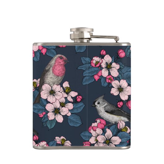 Vogels en bloesems heupfles (Achterkant)