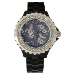 Vogels en bloesems horloge