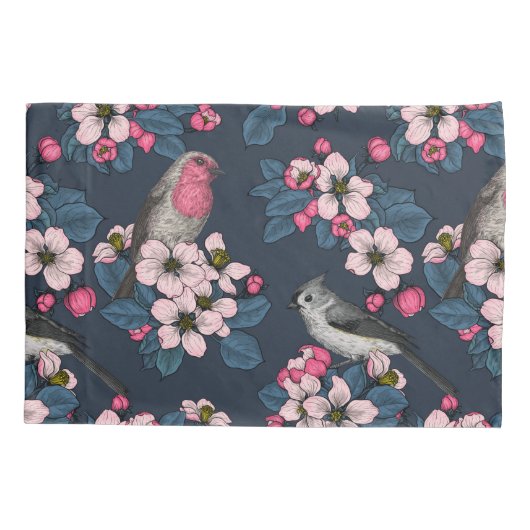 Vogels en bloesems kussensloop (Achterkant-Links)