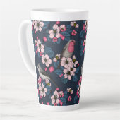 Vogels en bloesems latte mok (Linkerhoek)
