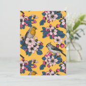 Vogels en bloesems op geel (Staand voorkant)