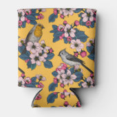 Vogels en bloesems op geel blikjeskoeler (Voorkant)