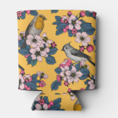 Vogels en bloesems op geel blikjeskoeler (Achterkant)