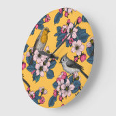 Vogels en bloesems op geel grote klok (Hoek)