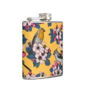 Vogels en bloesems op geel heupfles (Rechts)